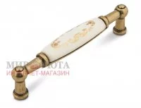Ручка-скоба 96мм бронза состаренная/керамика золотые узоры: UP213AB/MLK
