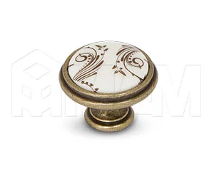 Ручка-кнопка D35мм бронза состаренная/керамика коричневые узоры: WPO.781.000.00D1