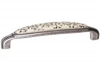 Ручка-скоба 128мм, отделка старое серебро + керамика