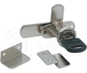 Замок для 2-х дверей, поворотный + отв. планки, хром: 505-14 CR