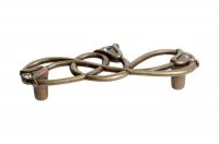 Ручка-скоба 96мм, бронза античная "Флоренция" + горный хрусталь