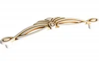 Ручка-скоба 128мм, отделка молочная с золотой патиной Ручка-скоба 128мм, отделка молочная с золотой патиной