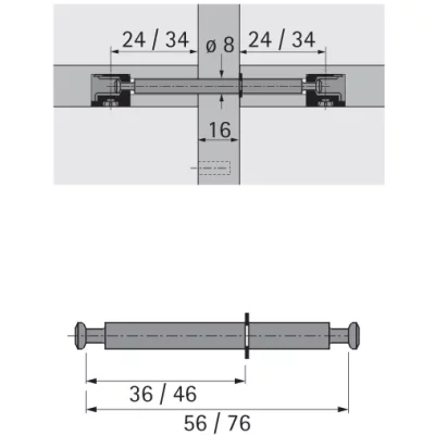 Hettich: 1056170: Дюбель двойной DU 868 для 16-х боковин