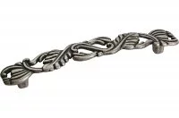 Ручка-скоба 128мм, отделка старое серебро с блеском