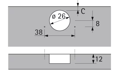 Hettich: 72966: Петля Intermat 9924 угол 95°, чашка TH42 диаметр 26, вкладная навеска (B-4)
