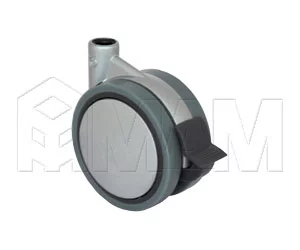 Опора двухколесная усиленная, D75 мм, со стопором, серая: CST80 GREY