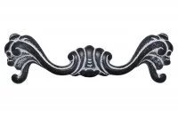 Ручка-скоба 96мм, отделка черненое железо с белой патиной