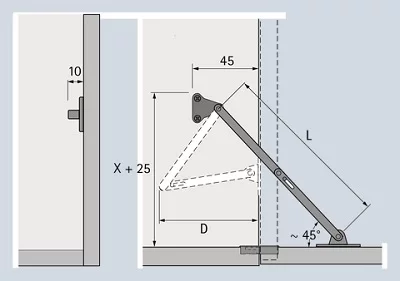 Hettich: 13235: Кронштейн нижний KH, L250, правый