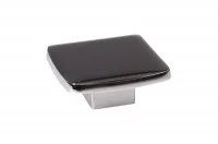 Ручка-кнопка 16мм, отделка хром глянец + дымчато-серая смола