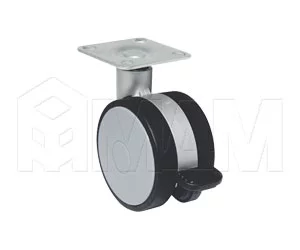 Опора двухколесная с площадкой, D60 мм, со стопором: 101.A2 GR