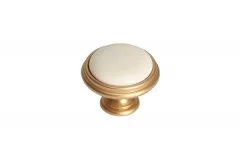 Ручка-кнопка, отделка золото матовое &quot;Милан&quot; + керамика: P77.Y01.00.MR8G