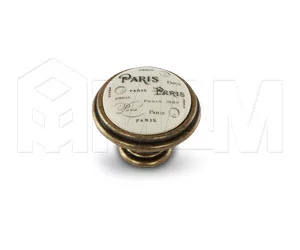 Ручка-кнопка D35мм бронза состаренная/керамика Paris: WPO.77.01.Q4.000.D1