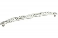 Ручка-скоба 224мм, отделка серебро винтаж + горный хрусталь