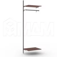 KALI, дополнительная секция, 1 прямая стойка, узкий профиль, для 2-х деревянных полок, для 2-х овальных штанг, бронза: KL43SET4BR