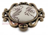 Ручка-кнопка бронза состаренная/керамика коричневые узоры: WPO.41.01.H2.000.D1
