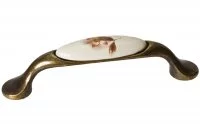 Ручка-скоба 96мм, отделка бронза старая + керамика