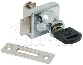 Замок-ручка для 1-ой двери, без сверления, выдвижной + отв. планка, хром: MK 407/5 CR