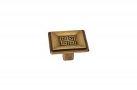 Ручка-кнопка "Ника", отделка бронза античная красная