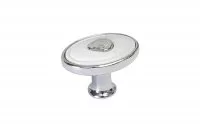 Ручка-кнопка, отделка хром глянец + вставка