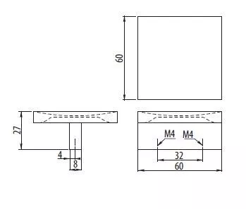 GTV: Ручка мебельная UZ-60 C=32, хром UZ-60-032-01