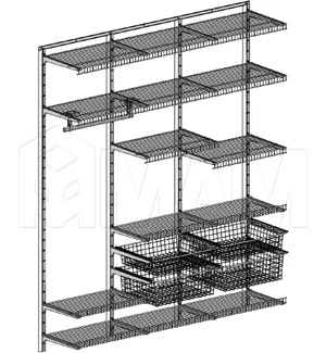 Home Space, гардероб ширина 1860мм, глубина 495 мм, 3 проема по 600 мм: HSK1860x495MT2