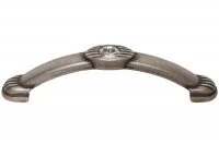 Ручка-скоба 96мм, серебро античное + хрусталь