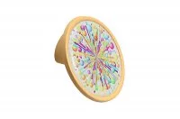 Ручка-кнопка 32мм, отделка желтый матовый + вставка