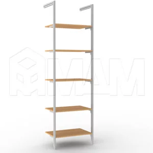 KALI, 1 секция, 2 L-образной стойки, для 5-ти деревянных полок, серебро: KL23SET1GR