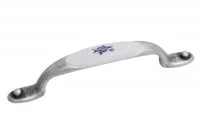 Ручка-скоба 96-128мм, отделка серебро старое + вставка