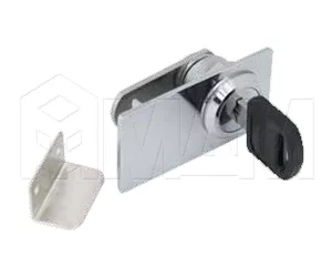 Замок для 2-х дверей, со сверлением, поворотный + отв. планка, хром: 410-3 CR