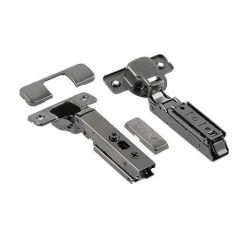 GTV: Петля SOLID PRO накладная самозакрывающаяся, регулировка в 3 плоскостях, прямая планка CLIPON, черна: ZM-DCHCB09-3DBEO-20