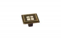 Ручка-кнопка, отделка бронза матовая + вставка