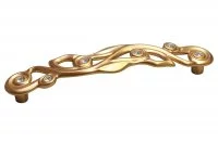 Ручка-скоба 128мм, отделка золото матовое "Милан" + горный хрусталь