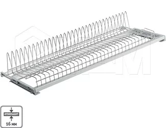 Посудосушитель для тарелок с гладкой рамкой и держателем задней стенки, 600 мм, хром: SV60VR16CP