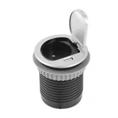 GTV: Удлинитель круглый врезной 1 розетка CHARGER MINI (Schucko), 60 мм, 1xUSB 2,4A, провод 1,9м, алюмини: AE-BPW1S1UCH-53