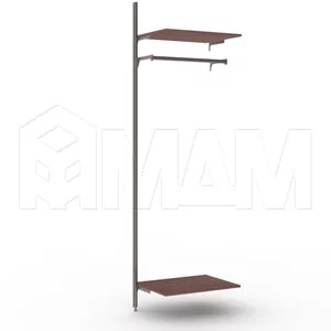 KALI, дополнительная секция, 1 прямая стойка, узкий профиль, для 2-х деревянных полок, для 2-х овальных штанг, бронза: KL43SET4BR