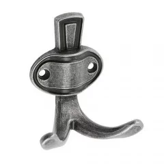 GTV: Крючок мебельный CORUNA, маленький, античное серебро: WZ-CORUNA-M-07