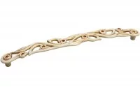 Ручка-скоба 224мм, отделка золото винтаж + горный хрусталь