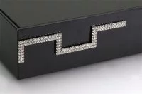 Накладка декоративная фигурная с кристаллами, левая, отделка никель + горный хрусталь