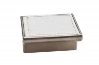 Ручка-скоба 32мм, отделка никель глянец + белый (крокодил)