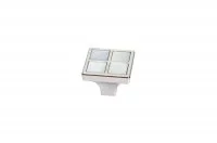 Ручка-кнопка, отделка никель глянец + перламутр