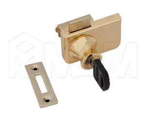 Замок-ручка для 2-х дверей, без сверления, выдвижной + отв. планка, золото: 417/5 GD