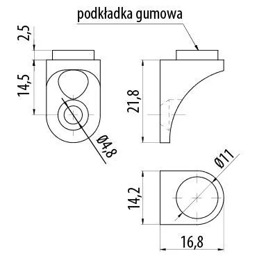 GTV: Полкодержатель для стеклянных полок CGP Крепление на шуруп, с резинкой, хром PP-GL-CGP-01