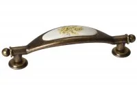 Ручка-скоба 96мм, отделка бронза + вставка