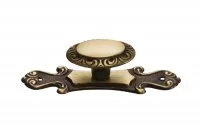 Ручка-кнопка с накладкой, отделка бронза античная