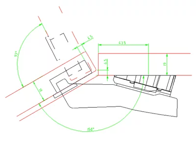 Hettich: 9072216: Угловой адаптер монтажных планок System 8099 угол 15°, цинковое литье