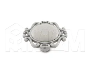 Ручка-кнопка белый/серебро винтаж, керамика белые узоры: WPO.41.01.G4.000.T4