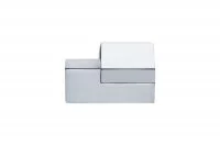 Ручка-кнопка левая, отделка хром глянец + сталь шлифованная