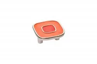 Ручка-скоба 32мм, отделка никель глянец + оранжевый+красный