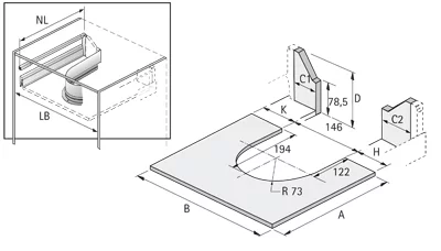 Hettich: 9204283: U-образная стенка для ящиков ArciTech/InnoTech Atira под мойку, белый